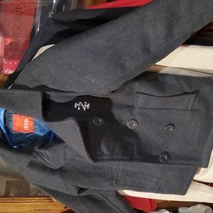 Izod pea coat gray sz 5 boys poly/10% wool blend